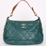 Chanel Shoulder Bag Teal Crinkled Calfskin SHW