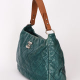 Chanel Shoulder Bag Teal Crinkled Calfskin SHW