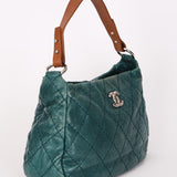 Chanel Shoulder Bag Teal Crinkled Calfskin SHW