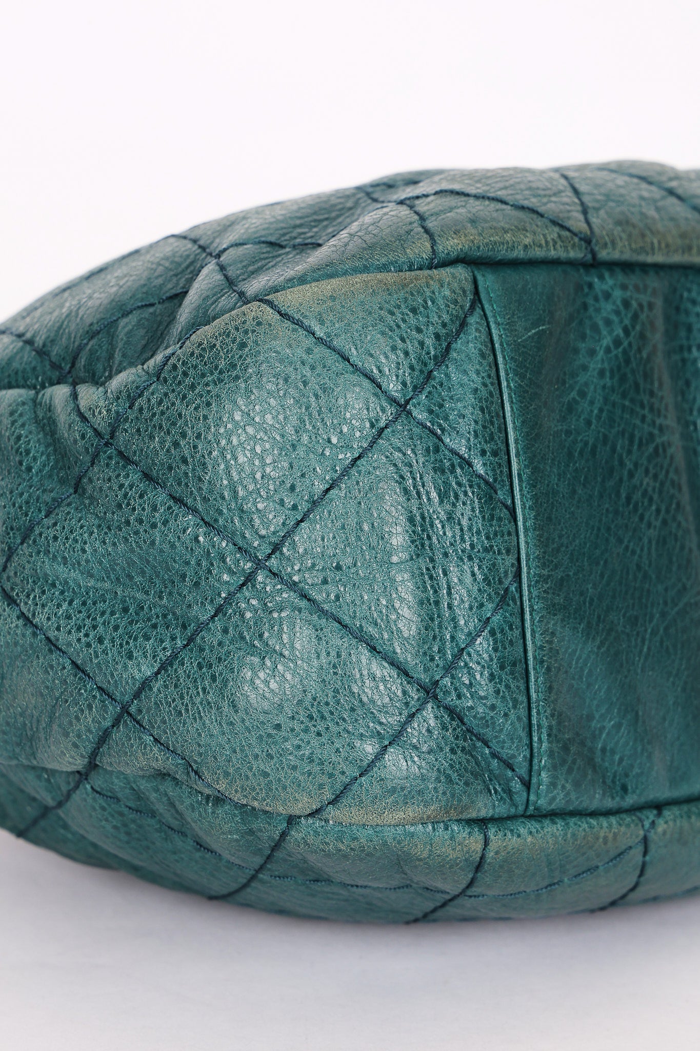 Chanel Shoulder Bag Teal Crinkled Calfskin SHW
