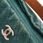 Chanel Shoulder Bag Teal Crinkled Calfskin SHW