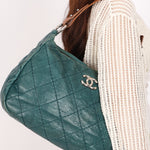 Chanel Shoulder Bag Teal Crinkled Calfskin SHW