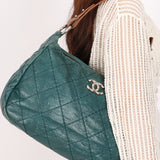 Chanel Shoulder Bag Teal Crinkled Calfskin SHW