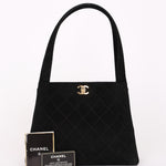 Chanel Kelly Shoulder Bag Black Suede 24K GP