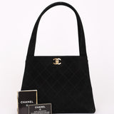 Chanel Kelly Shoulder Bag Black Suede 24K GP