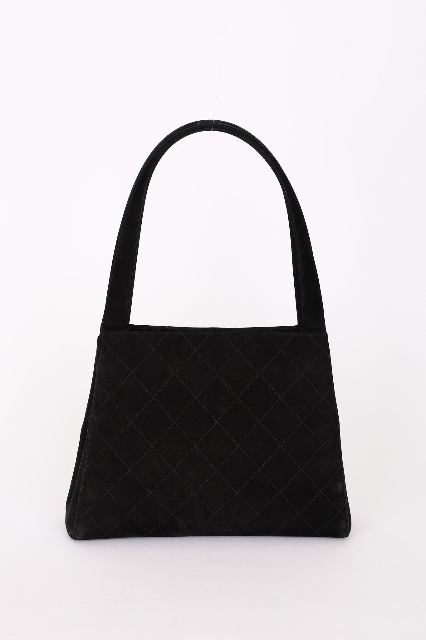 Chanel Kelly Shoulder Bag Black Suede 24K GP