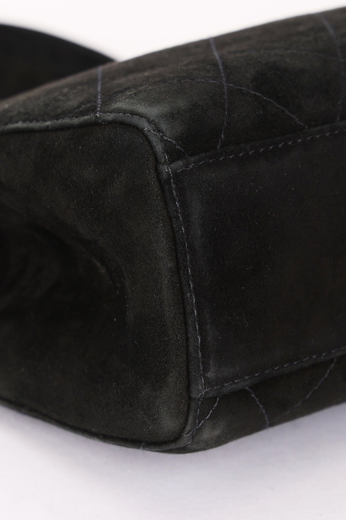Chanel Kelly Shoulder Bag Black Suede 24K GP