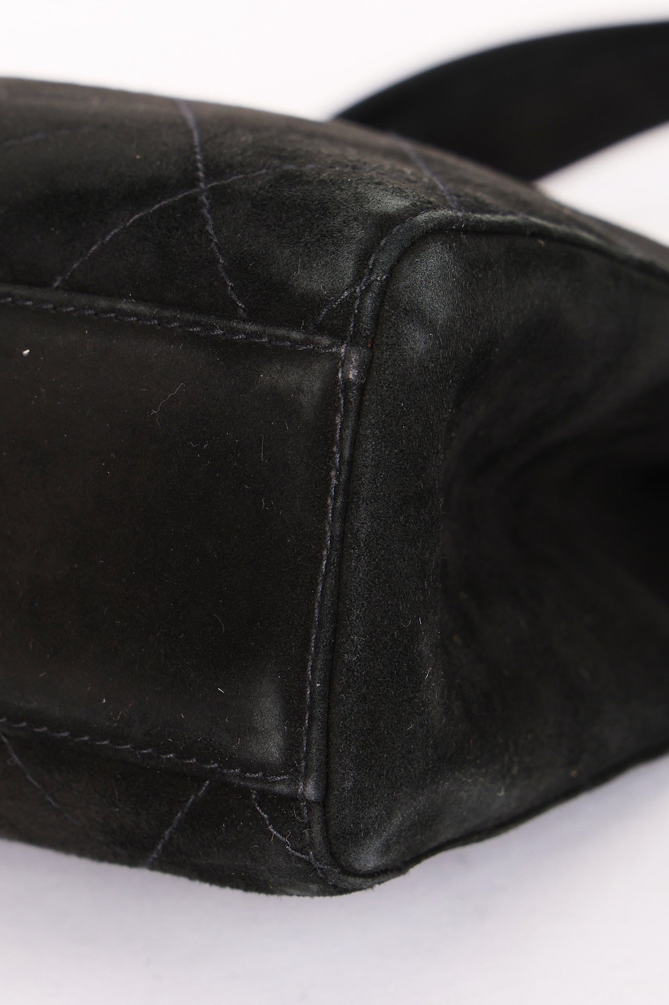 Chanel Kelly Shoulder Bag Black Suede 24K GP