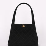 Chanel Kelly Shoulder Bag Black Suede 1998 24K GP