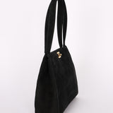 Chanel Kelly Shoulder Bag Black Suede 1998 24K GP