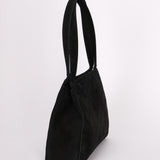 Chanel Kelly Shoulder Bag Black Suede 1998 24K GP