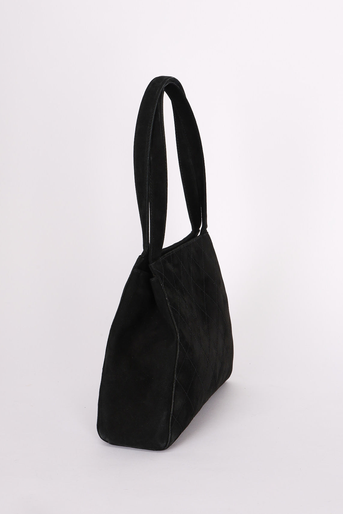 Chanel Kelly Shoulder Bag Black Suede 1998 24K GP