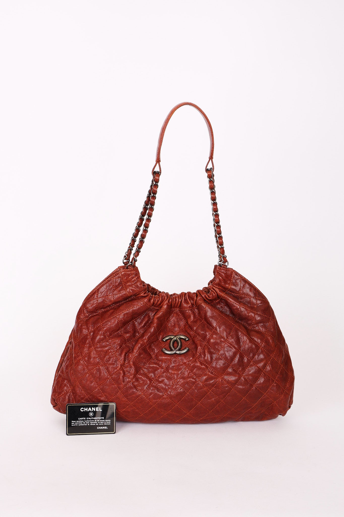 Chanel Elastic Shoulder Bag Brick Glazed Caviar RHW