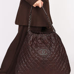 Chanel Large Elastic Shoulder Bag Dark Brown Glazed Caviar 2009 GMHW