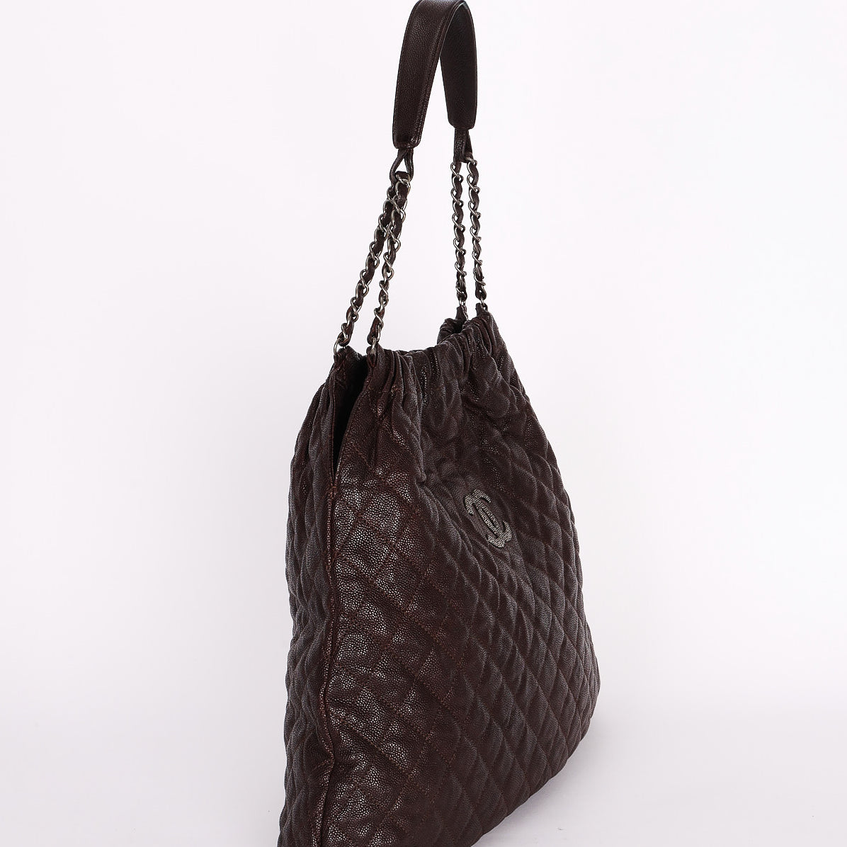 Chanel Large Elastic Shoulder Bag Dark Brown Glazed Caviar 2009 GMHW