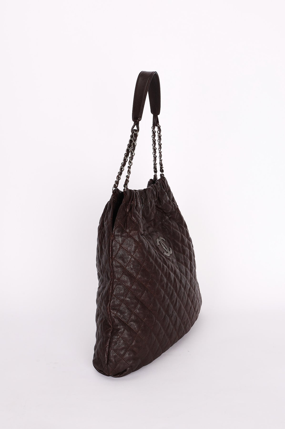 Chanel Large Elastic Shoulder Bag Dark Brown Glazed Caviar 2009 GMHW