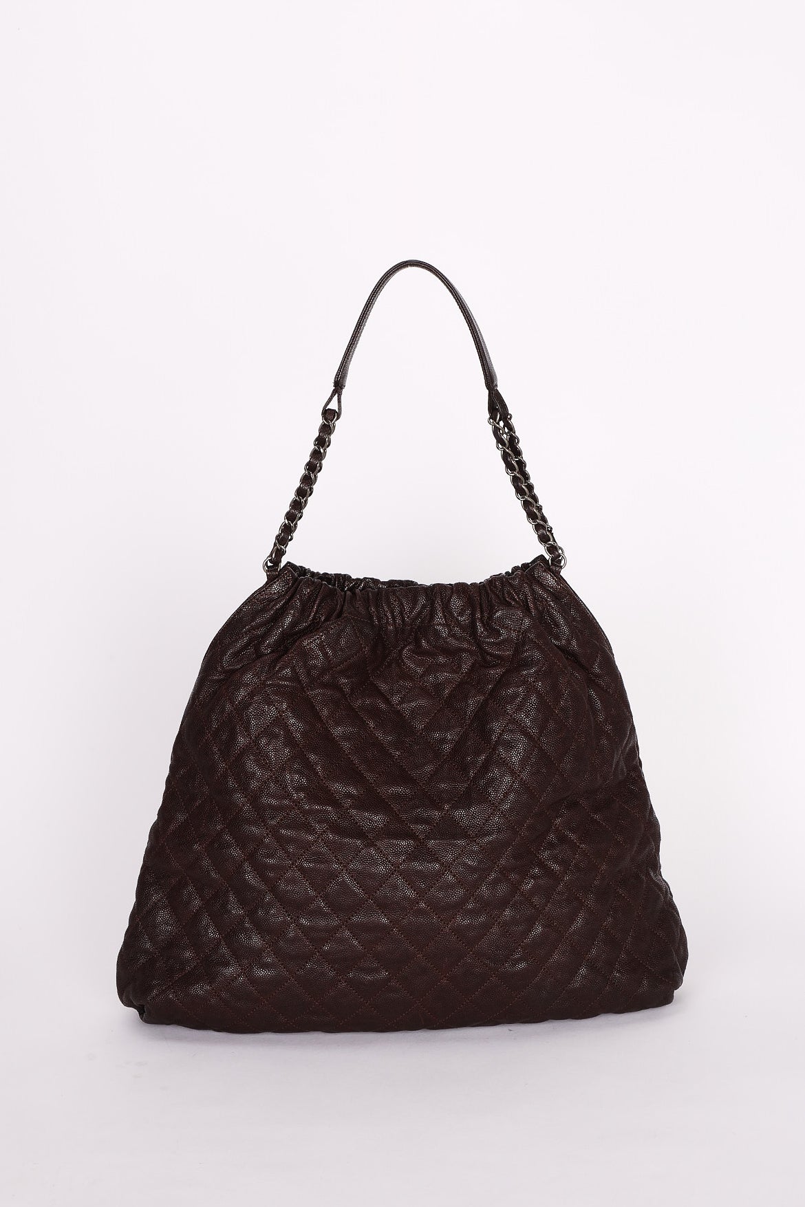 Chanel Large Elastic Shoulder Bag Dark Brown Glazed Caviar 2009 GMHW