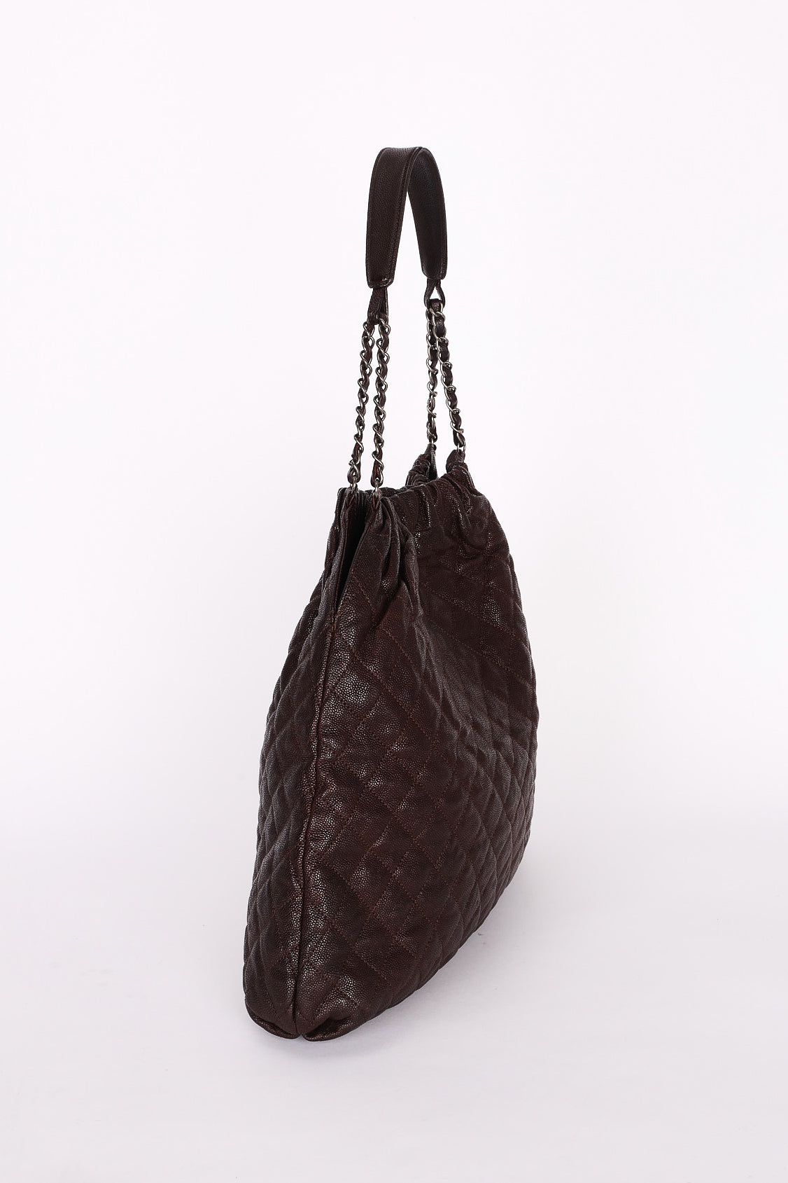 Chanel Large Elastic Shoulder Bag Dark Brown Glazed Caviar 2009 GMHW