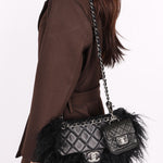 Ultra-Rare Chanel Tibet Single Flap with Mini Pouch Black Mongolian Lambskin 2008 SHW