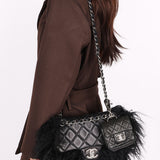 Ultra-Rare Chanel Tibet Single Flap with Mini Pouch Black Mongolian Lambskin 2008 SHW