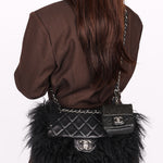 Ultra-Rare Chanel Tibet Single Flap with Mini Pouch Black Mongolian Lambskin 2008 SHW