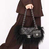 Ultra-Rare Chanel Tibet Single Flap with Mini Pouch Black Mongolian Lambskin 2008 SHW