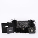 Ultra-Rare Chanel Tibet Single Flap with Mini Pouch Black Mongolian Lambskin 2008 SHW