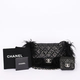 Ultra-Rare Chanel Tibet Single Flap with Mini Pouch Black Mongolian Lambskin 2008 SHW