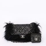 Ultra-Rare Chanel Tibet Single Flap with Mini Pouch Black Mongolian Lambskin 2008 SHW