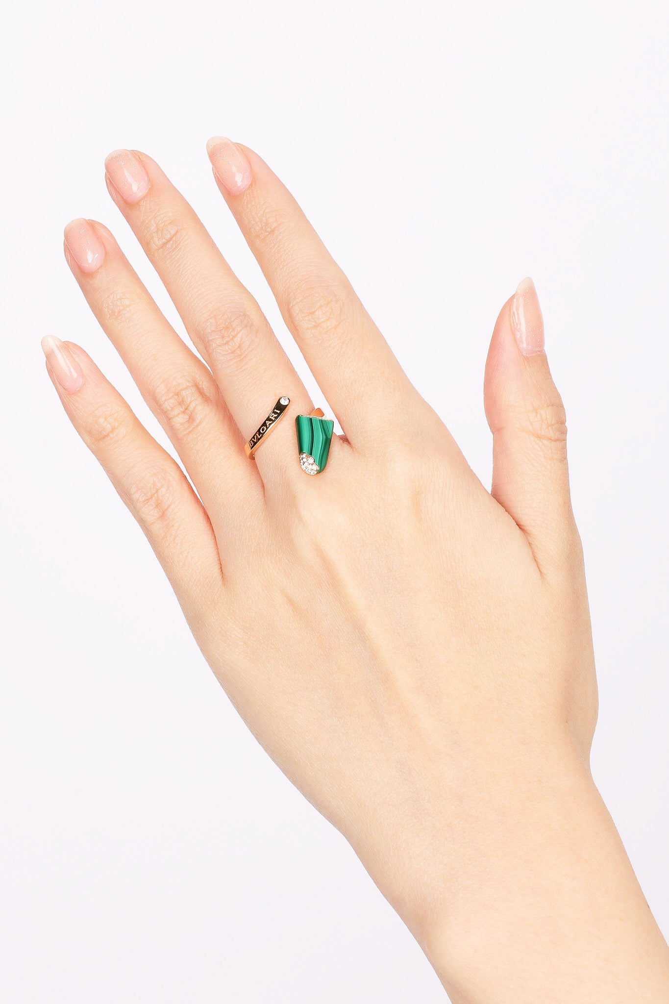 Bvlgari Gelato Ring with Green Malachite, Size US 4.75
