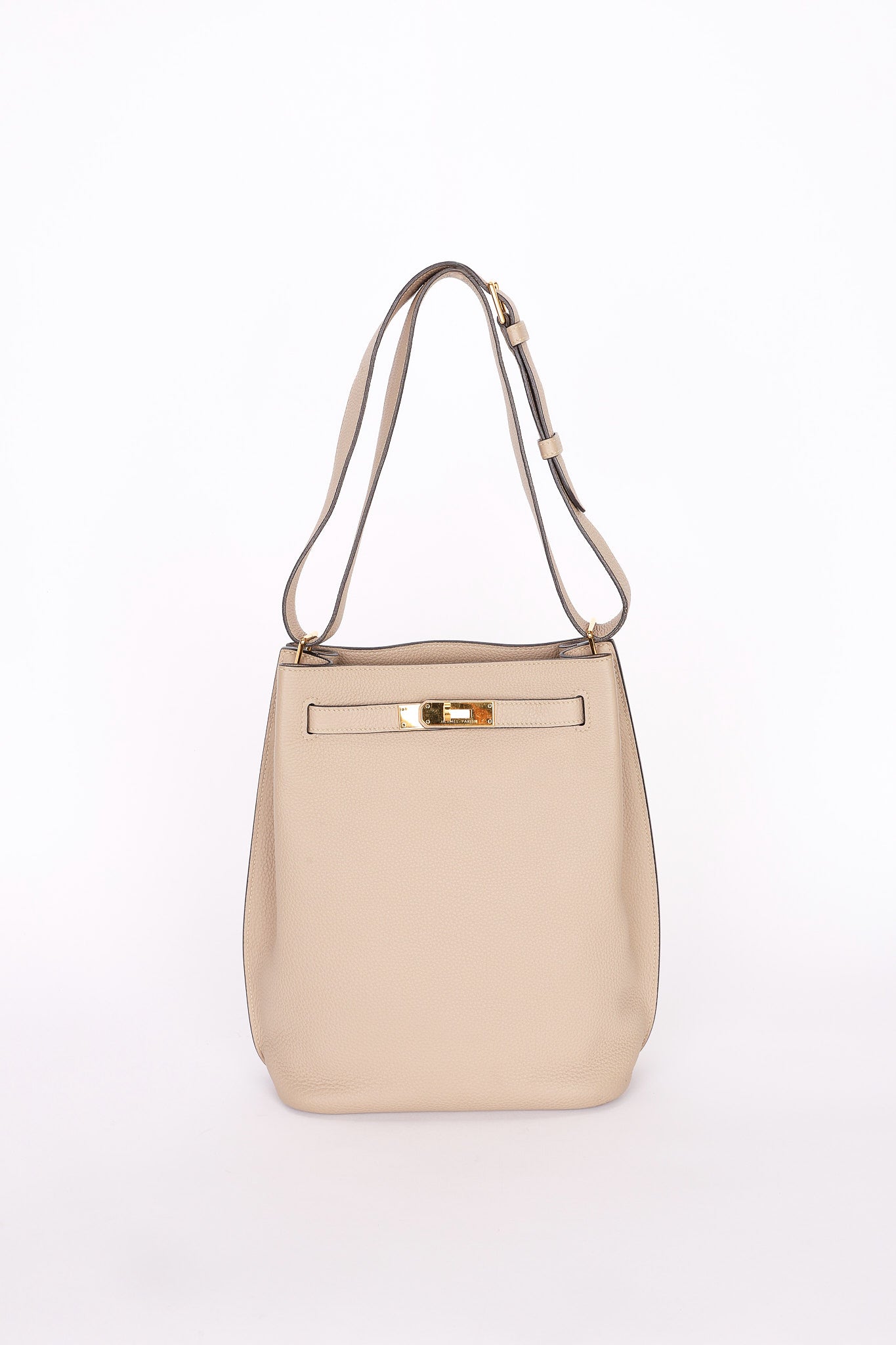 Hermès So Kelly 22 Shoulder Bag Etoupe Clemence GHW