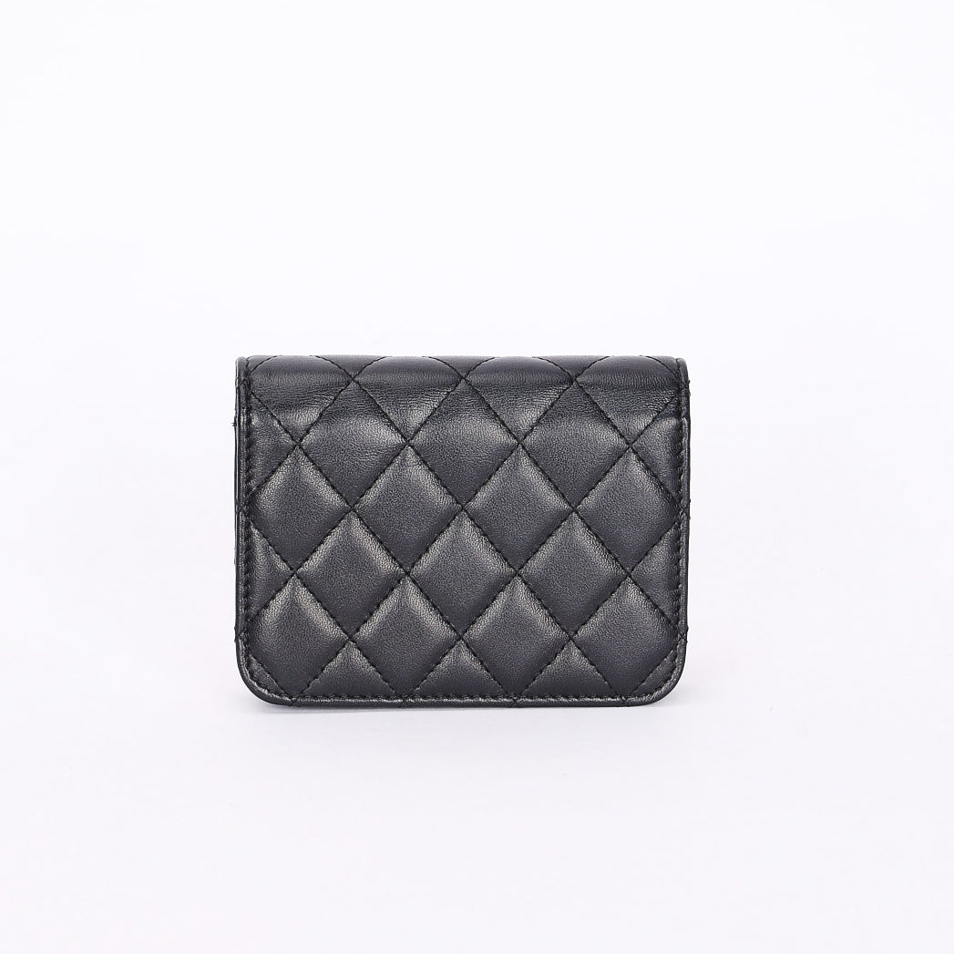 Chanel 19 Flap Coin Purse with Chain Black Goatskin 2021 AGHW