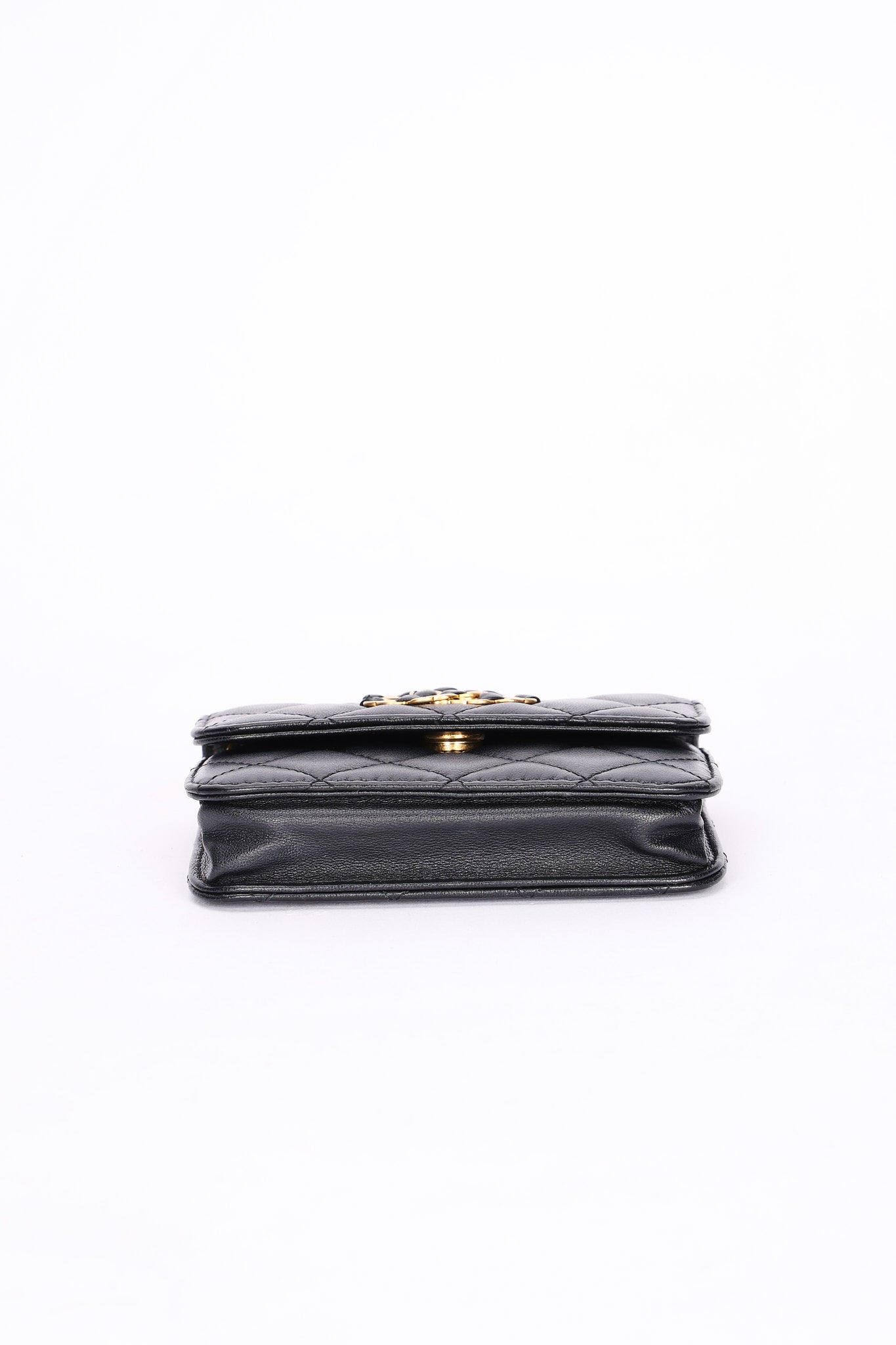 Chanel 19 Flap Coin Purse with Chain Black Goatskin 2021 AGHW
