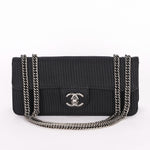 Chanel East-West Flap - Black Canvas, Silver CC Turnlock