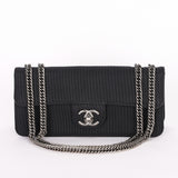 Chanel East-West Flap - Black Canvas, Silver CC Turnlock