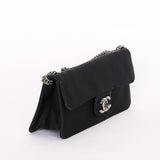 Chanel East-West Flap - Black Canvas, Silver CC Turnlock