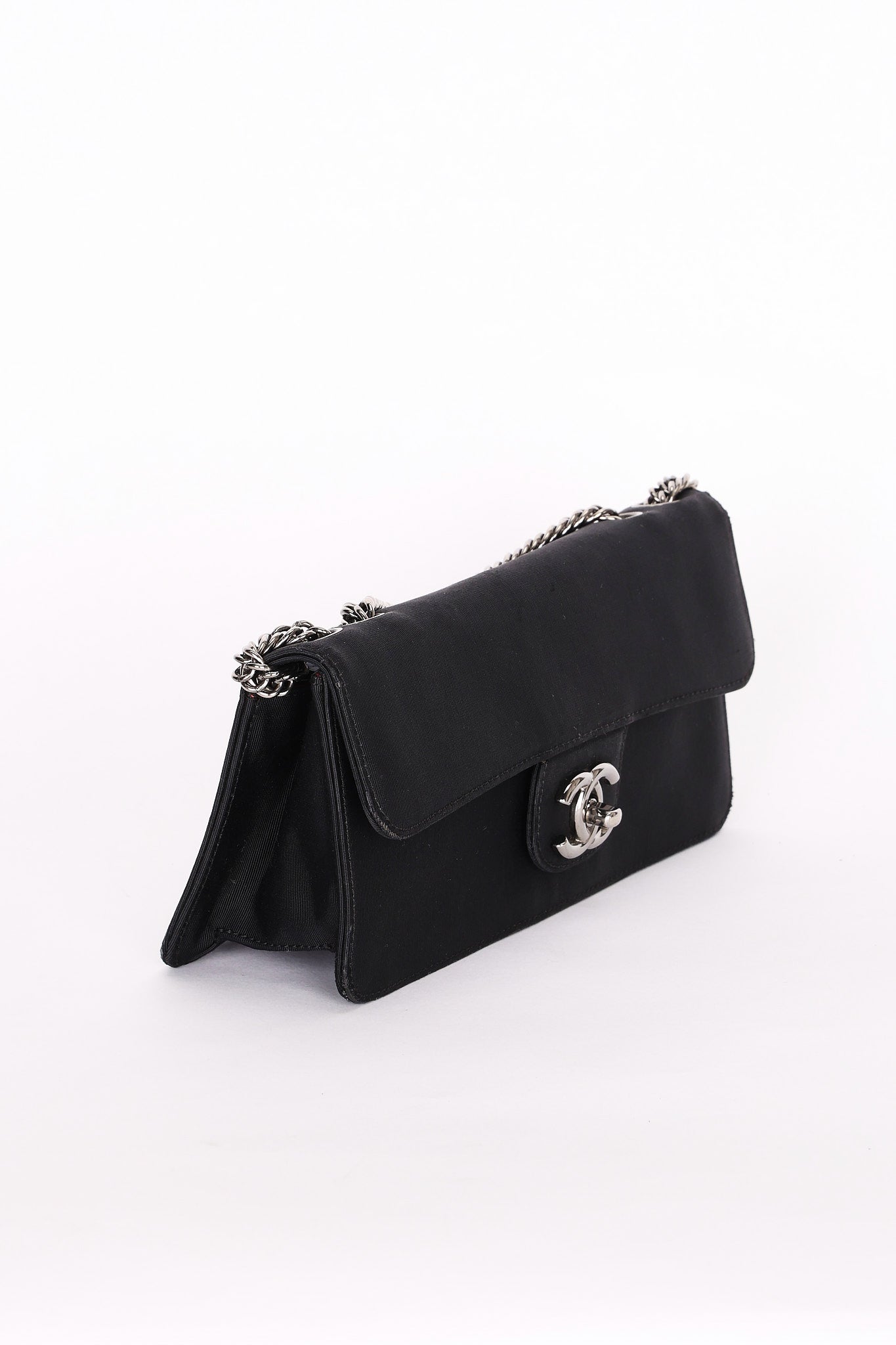 Chanel East-West Flap - Black Canvas, Silver CC Turnlock