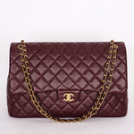 Chanel Classic Flap, Jumbo - Burgundy Pebbled Calfskin, Gold Hardware