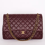 Chanel Classic Flap, Jumbo - Burgundy Pebbled Calfskin, Gold Hardware