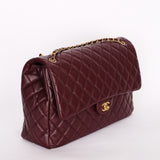Chanel Classic Flap, Jumbo - Burgundy Pebbled Calfskin, Gold Hardware