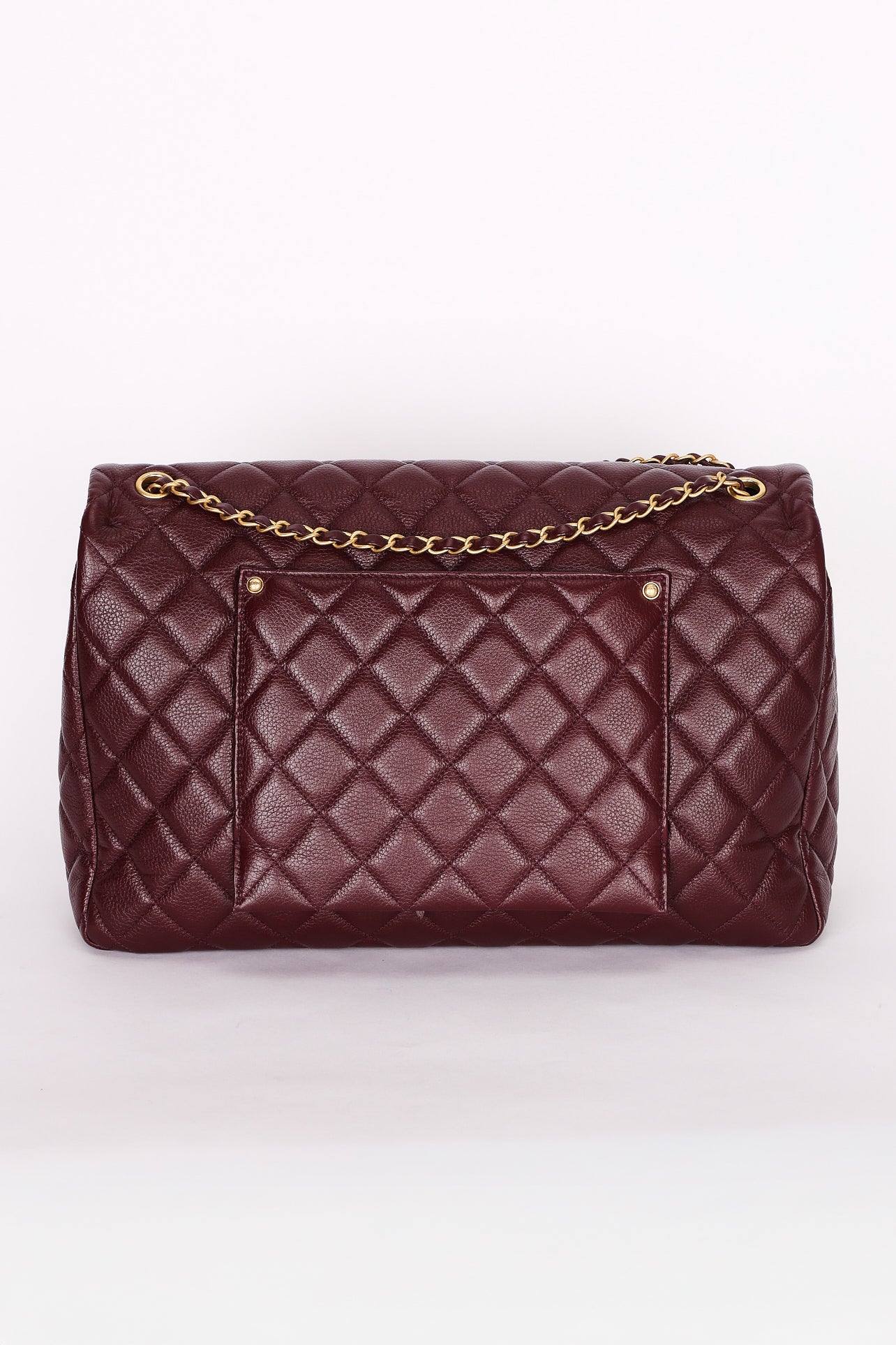Chanel Classic Flap, Jumbo - Burgundy Pebbled Calfskin, Gold Hardware