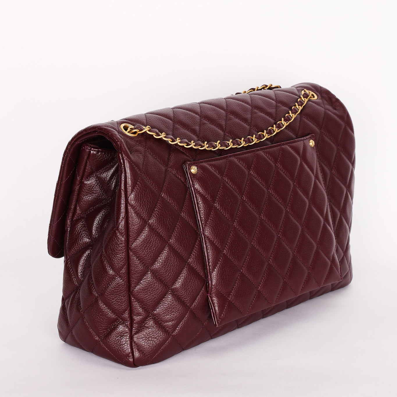 Chanel Classic Flap, Jumbo - Burgundy Pebbled Calfskin, Gold Hardware