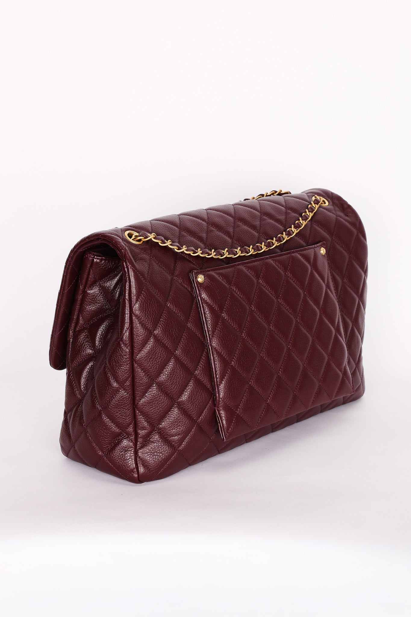 Chanel Classic Flap, Jumbo - Burgundy Pebbled Calfskin, Gold Hardware