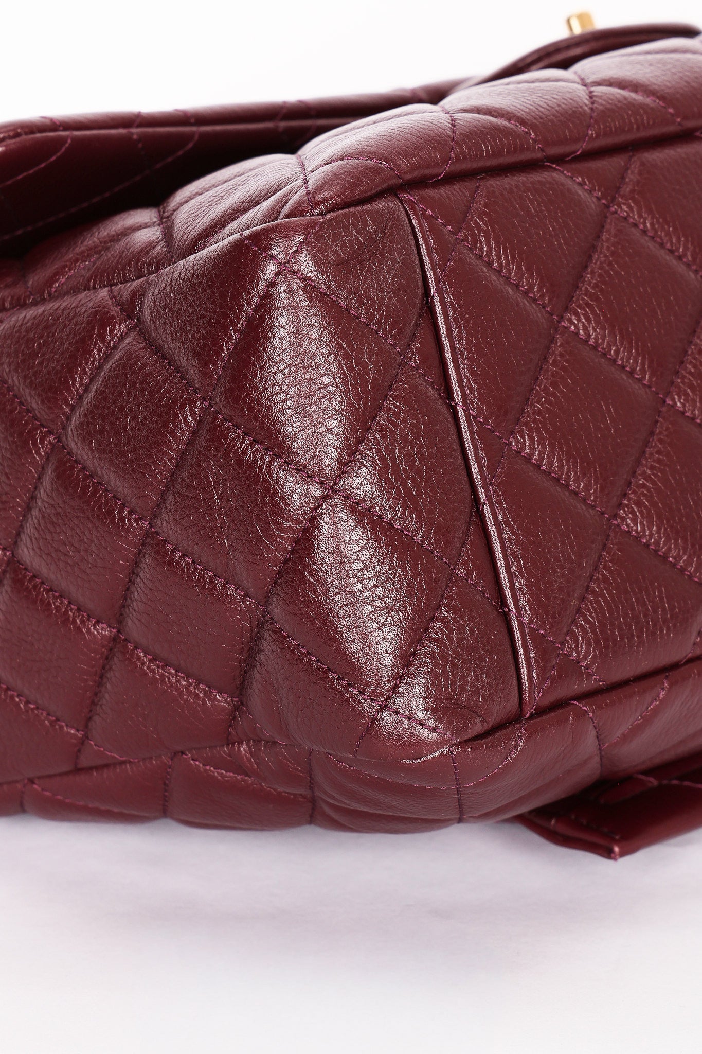 Chanel Classic Flap, Jumbo - Burgundy Pebbled Calfskin, Gold Hardware