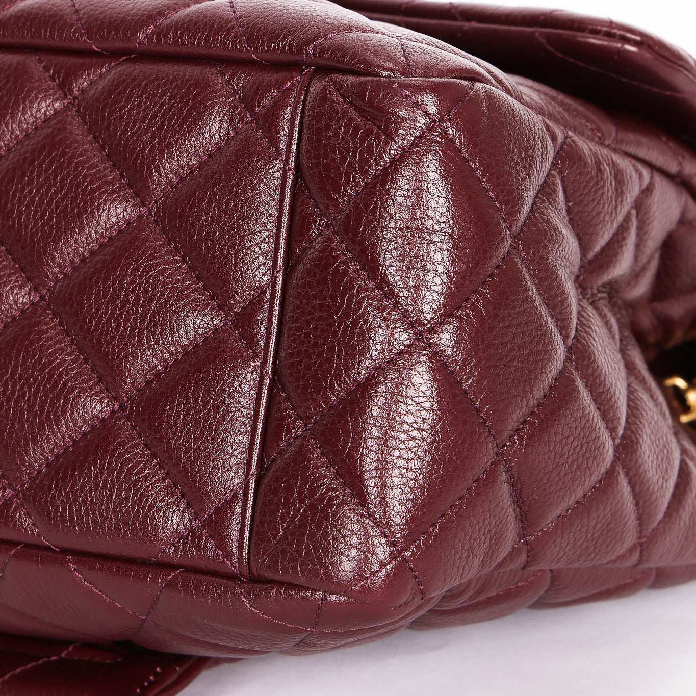 Chanel Classic Flap, Jumbo - Burgundy Pebbled Calfskin, Gold Hardware