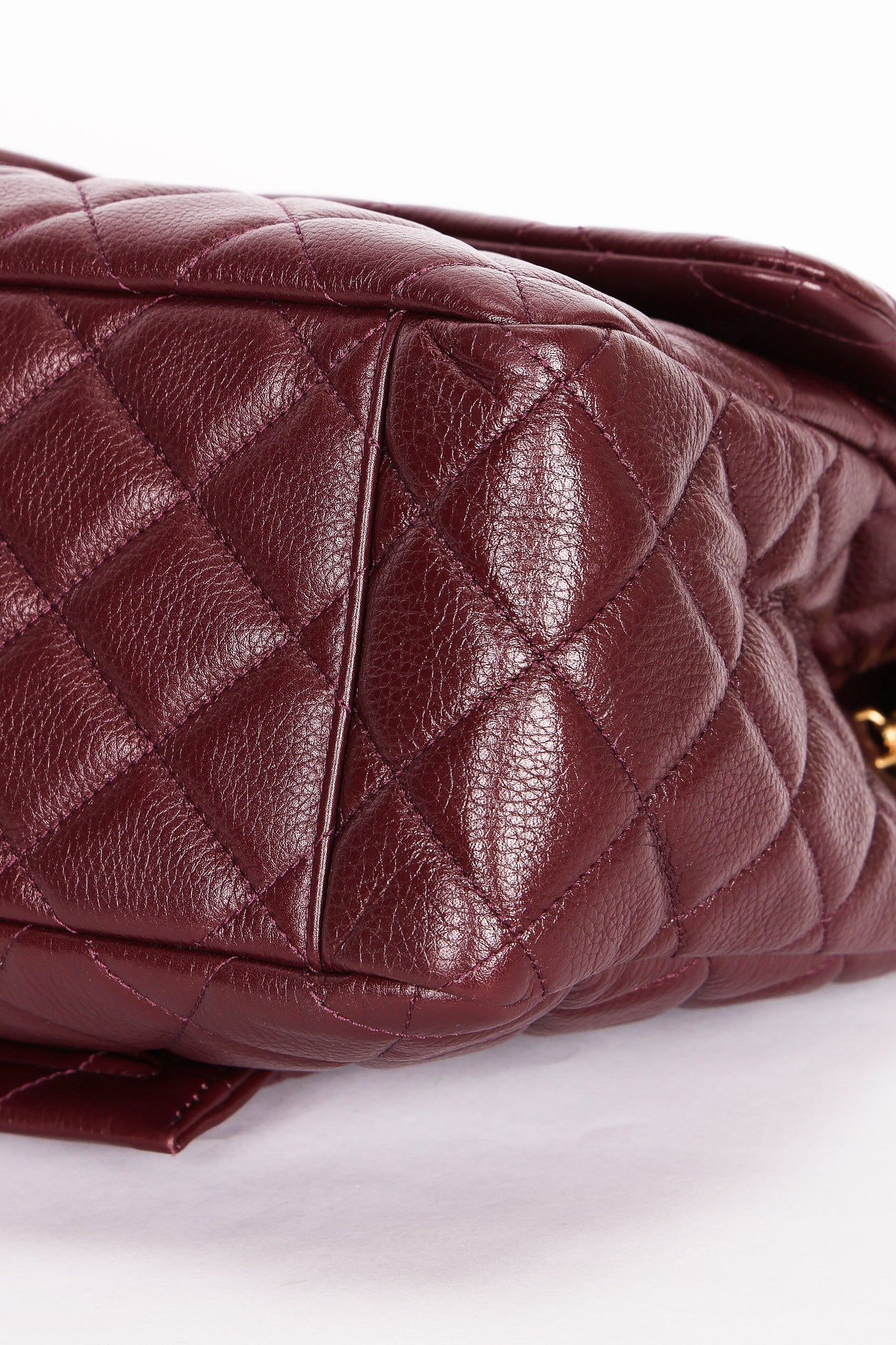 Chanel Classic Flap, Jumbo - Burgundy Pebbled Calfskin, Gold Hardware