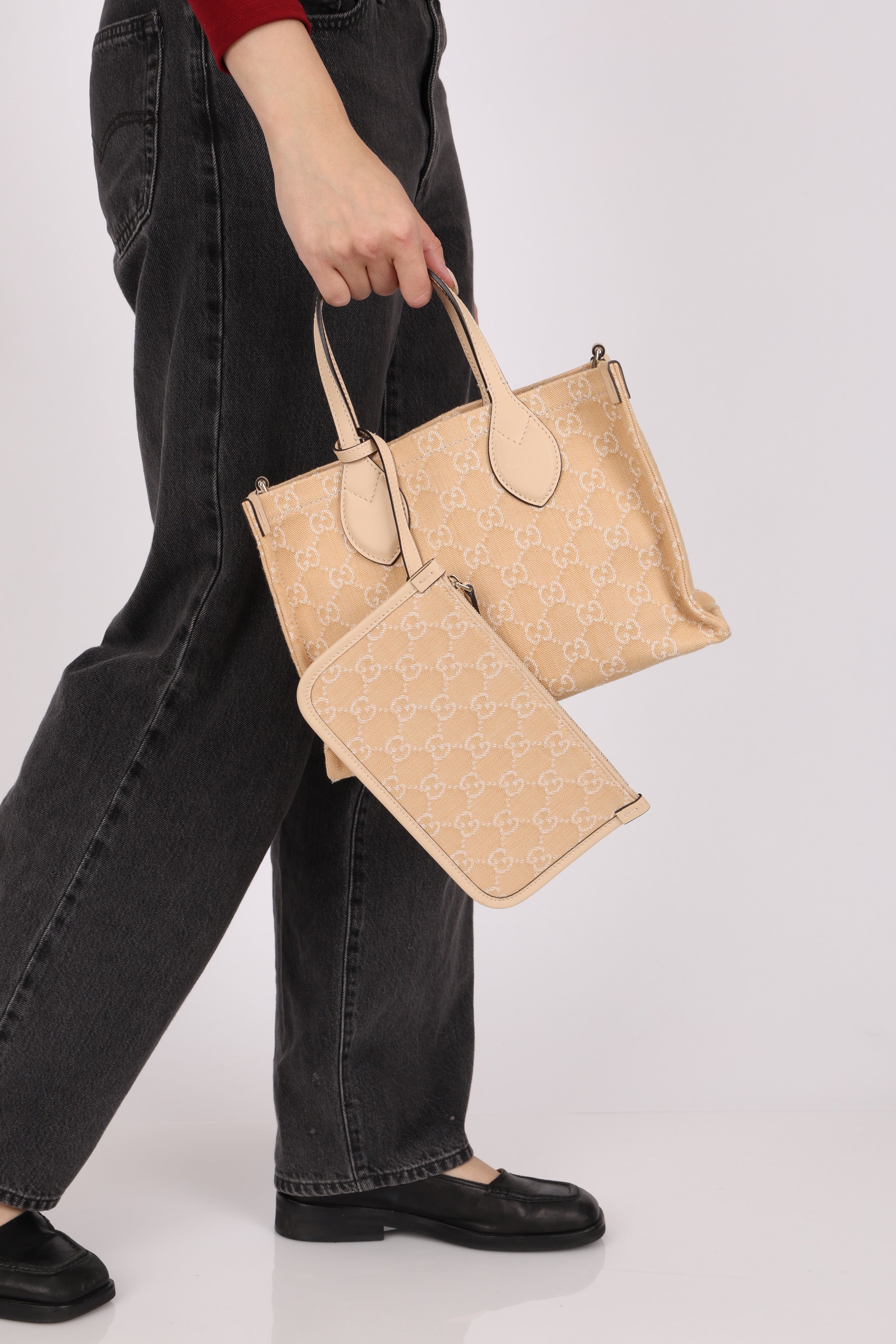 Gucci Medium GG Denim Ophidia Tote with Pouch (DONE)