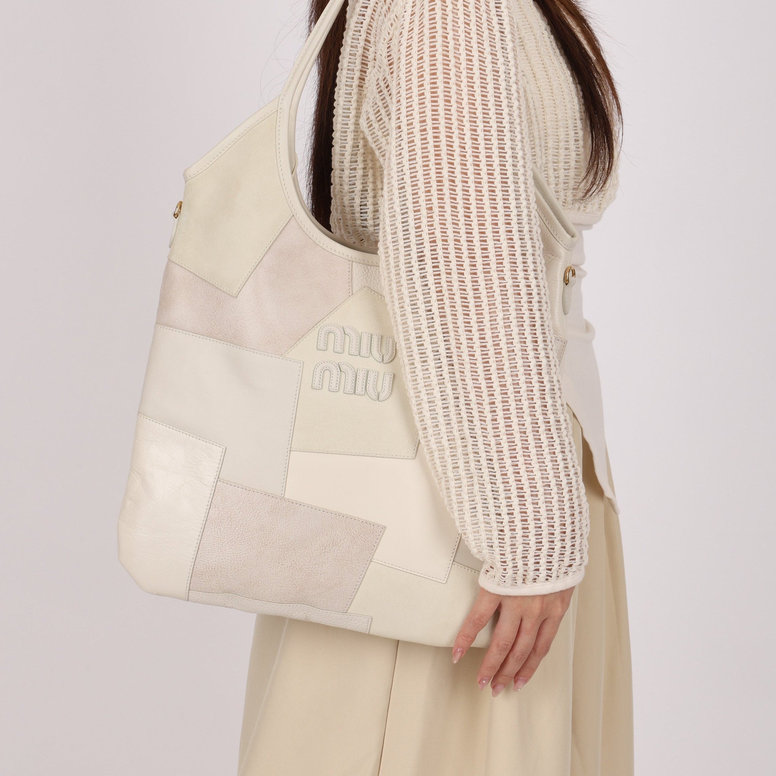 Limited Edition Miu Miu Ivy Leather Patchwork Blanc