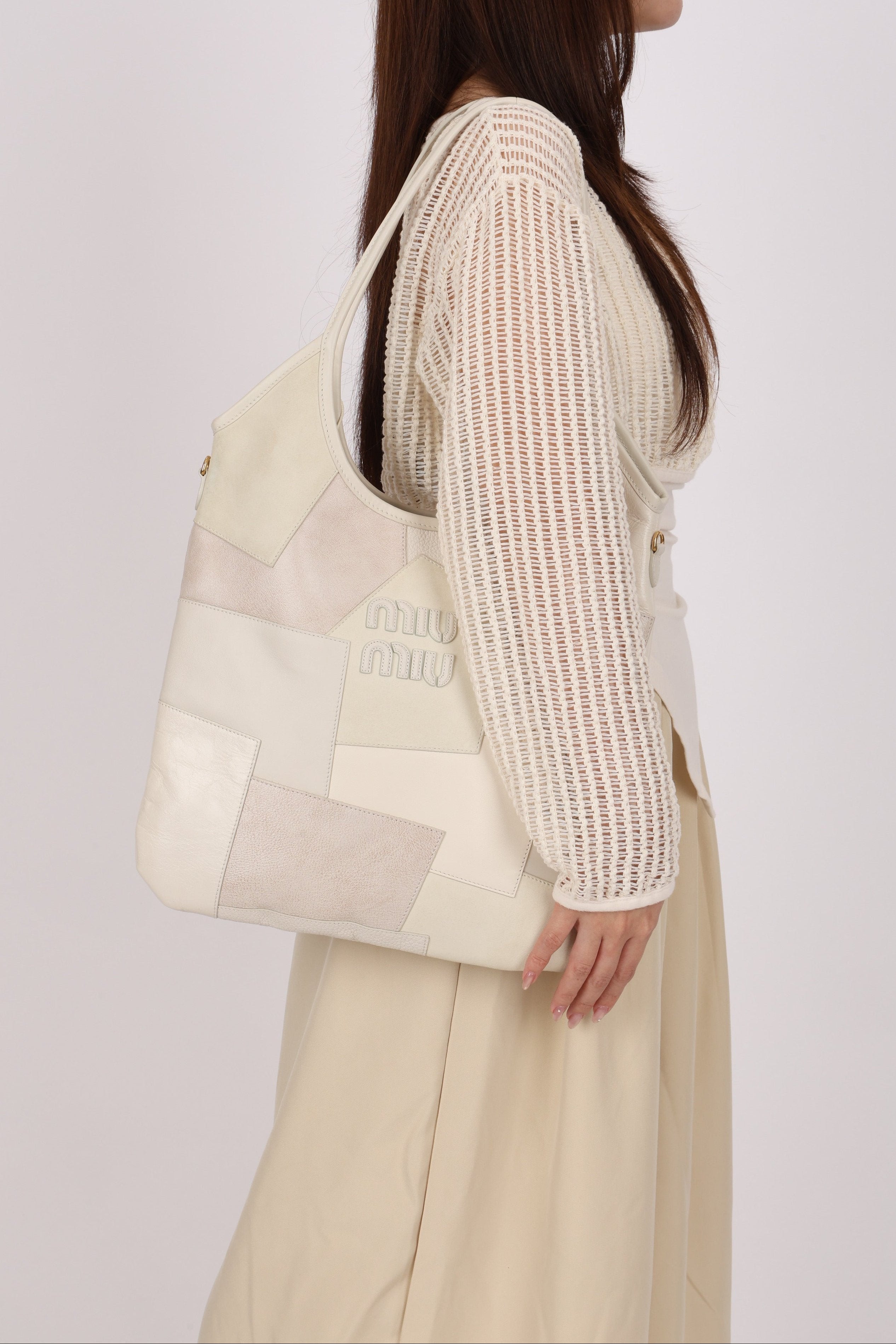 Limited Edition Miu Miu Ivy Leather Patchwork Blanc