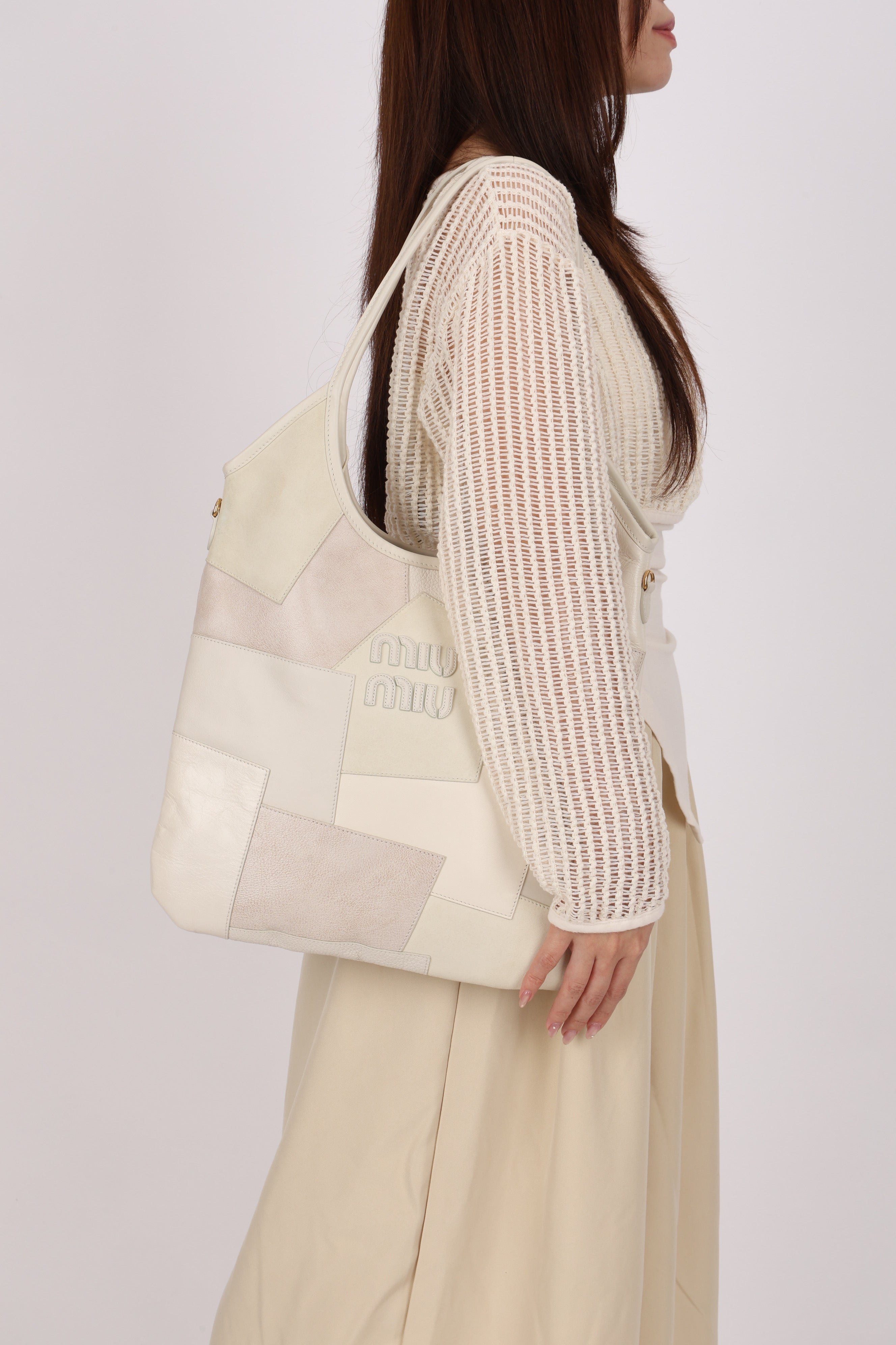 Limited Edition Miu Miu Ivy Leather Patchwork Blanc